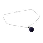 Lapis lazuli pendant necklace, 'Blue Universe' - Hand Made Sterling Silver and Lapis Lazuli Necklace