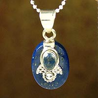 Lapis lazuli choker, 'Constellations' - Artisan Jewelry Lapis Lazuli and Sterling Silver Necklace