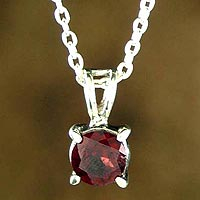 Garnet pendant necklace, 'Passion's Promise' - Garnet pendant necklace