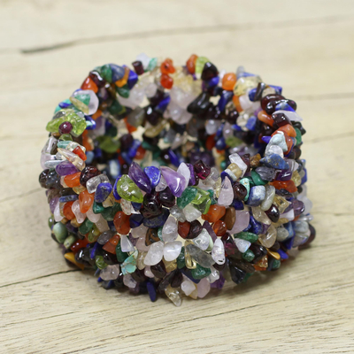 Gemstone beaded bracelet, 'Rainbow Girl' - Hand Crafted Beaded Multigemstone Bracelet