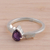 Amethyst solitaire ring, 'Kiss' - Amethyst Solitaire Ring from India thumbail
