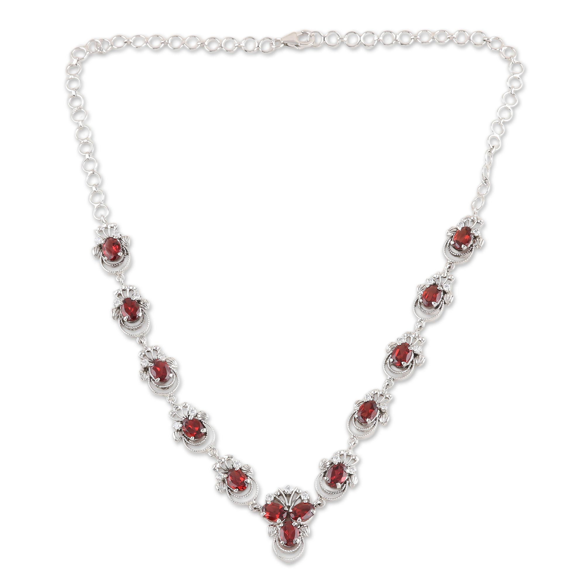 Garnet necklace - Dazzling Dew | NOVICA