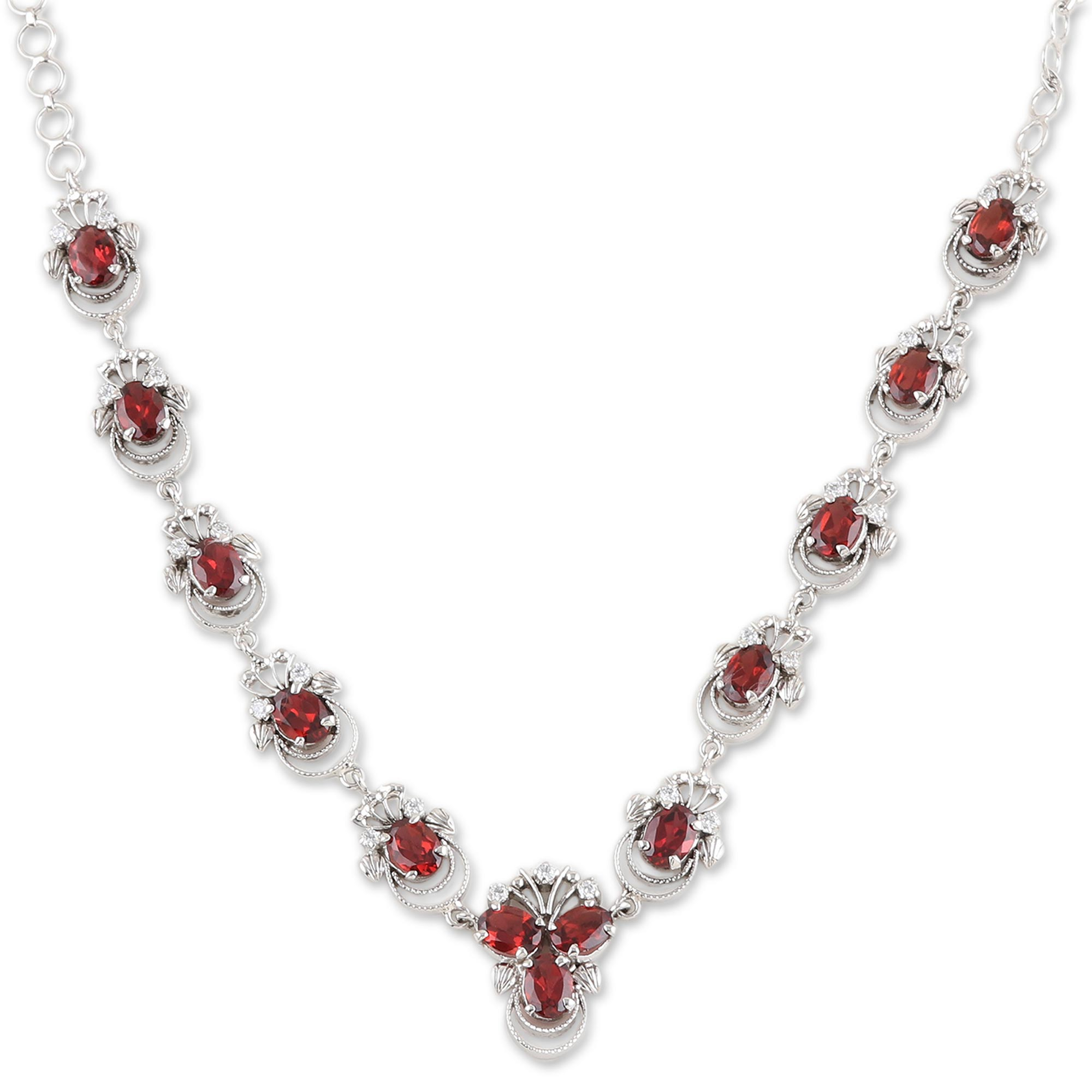 Garnet necklace - Dazzling Dew | NOVICA