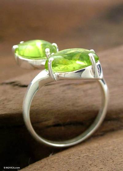 Natural Peridot Cocktail Ring Crafted in India