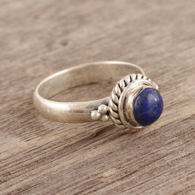 Lapis lazuli cocktail ring, 'Mystery' - Hand Made Sterling Silver and Lapis Lazuli Ring