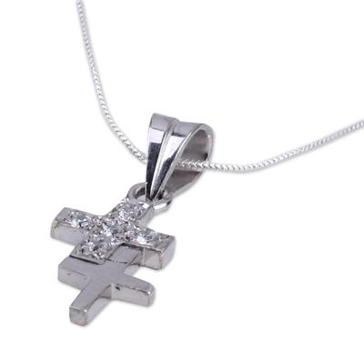 Sterling silver cross necklace, 'To Each a Cross' - Sterling silver cross necklace