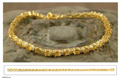 Gold vermeil citrine tennis bracelet, 'Golden Twilight' - Gold vermeil citrine tennis bracelet