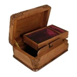 Walnut wood jewelry box, 'Triumphant Elephants' - Walnut wood jewelry box