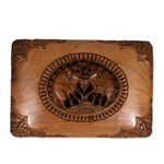 Walnut wood jewelry box, 'Triumphant Elephants' - Walnut wood jewelry box