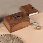 Walnut wood jewelry box, 'Triumphant Elephants' - Walnut wood jewelry box