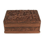 Walnut wood jewelry box, 'Secret Birds' - Hand Carved Wood Jewelry Box