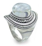 Rainbow moonstone cocktail ring, 'Mist' - Rainbow Moonstone Cocktail Ring