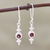 Garnet earrings, 'Lantern' - Garnet and Silver Dangle Earrings