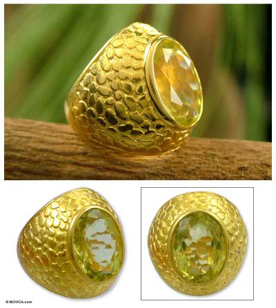 Gold vermeil citrine ring, 'Solar Light' - Gold vermeil citrine ring