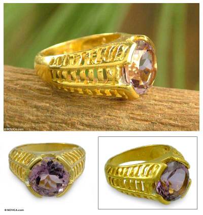 Gold vermeil amethyst ring, 'Regal' - Gold vermeil amethyst ring