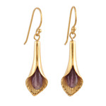 Gold vermeil amethyst flower earrings, 'Secret Lilies' - Gold vermeil amethyst flower earrings