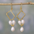 Gold vermeil pearl dangle earrings, 'Mystic Quadrants' - Indian Bridal Jewelry Vermeil and Pearl Earrings