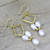 Gold vermeil pearl dangle earrings, 'Mystic Quadrants' - Indian Bridal Jewelry Vermeil and Pearl Earrings