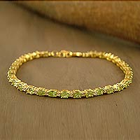 Gold vermeil peridot tennis bracelet, 'Golden Twilight' - Gold vermeil peridot tennis bracelet