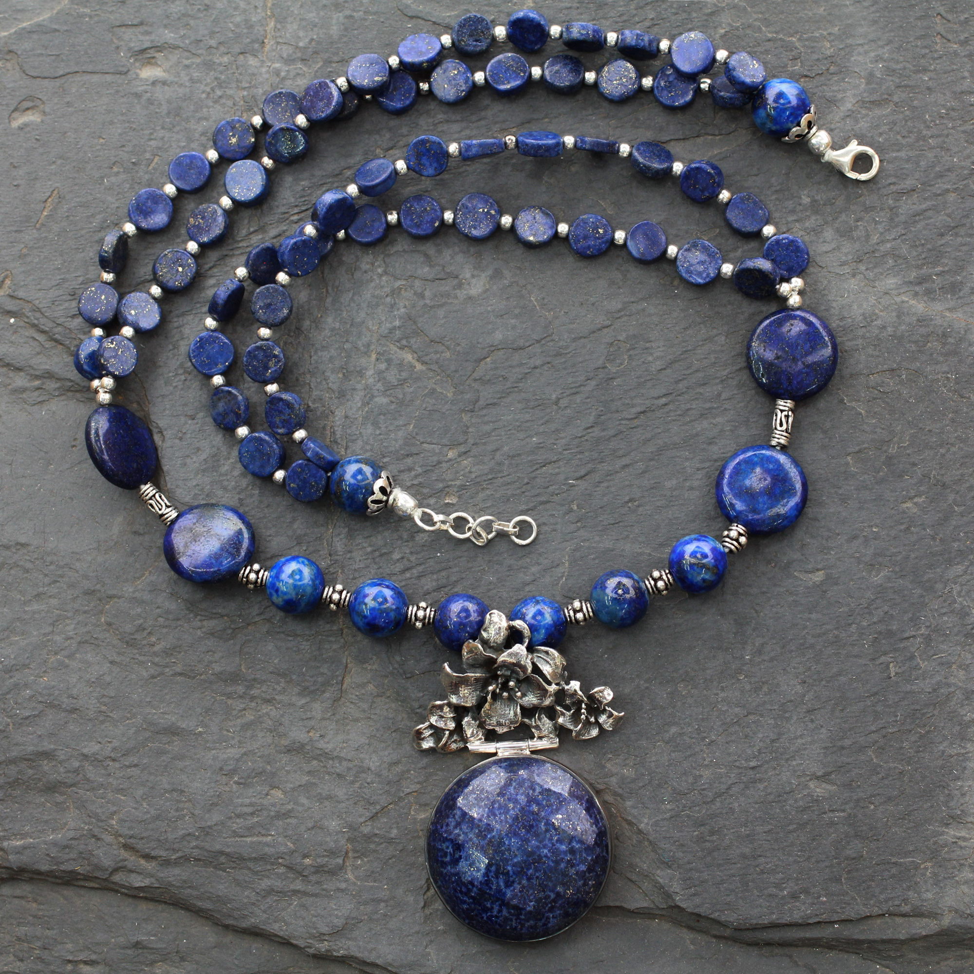 Sundance Artisan Lapis Lazuli Teardrop & .925 STERLING SILVER Necklace 