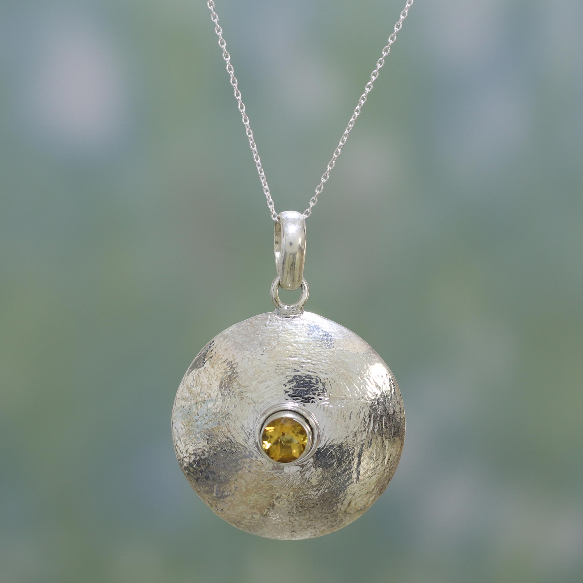 UNICEF Market | Hand Made Citrine and Silver Pendant Necklace - Intensity