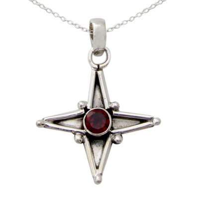 Garnet and Silver Pendant Necklace