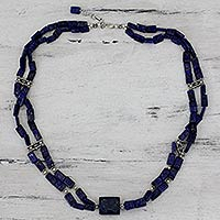 Collar de hilo de lapislázuli, 'Fiel a la India' - Collar de hilo de lapislázuli