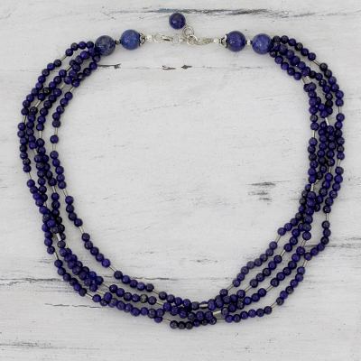 Lapis lazuli strand necklace, 'True Bliss' - Lapis lazuli strand necklace