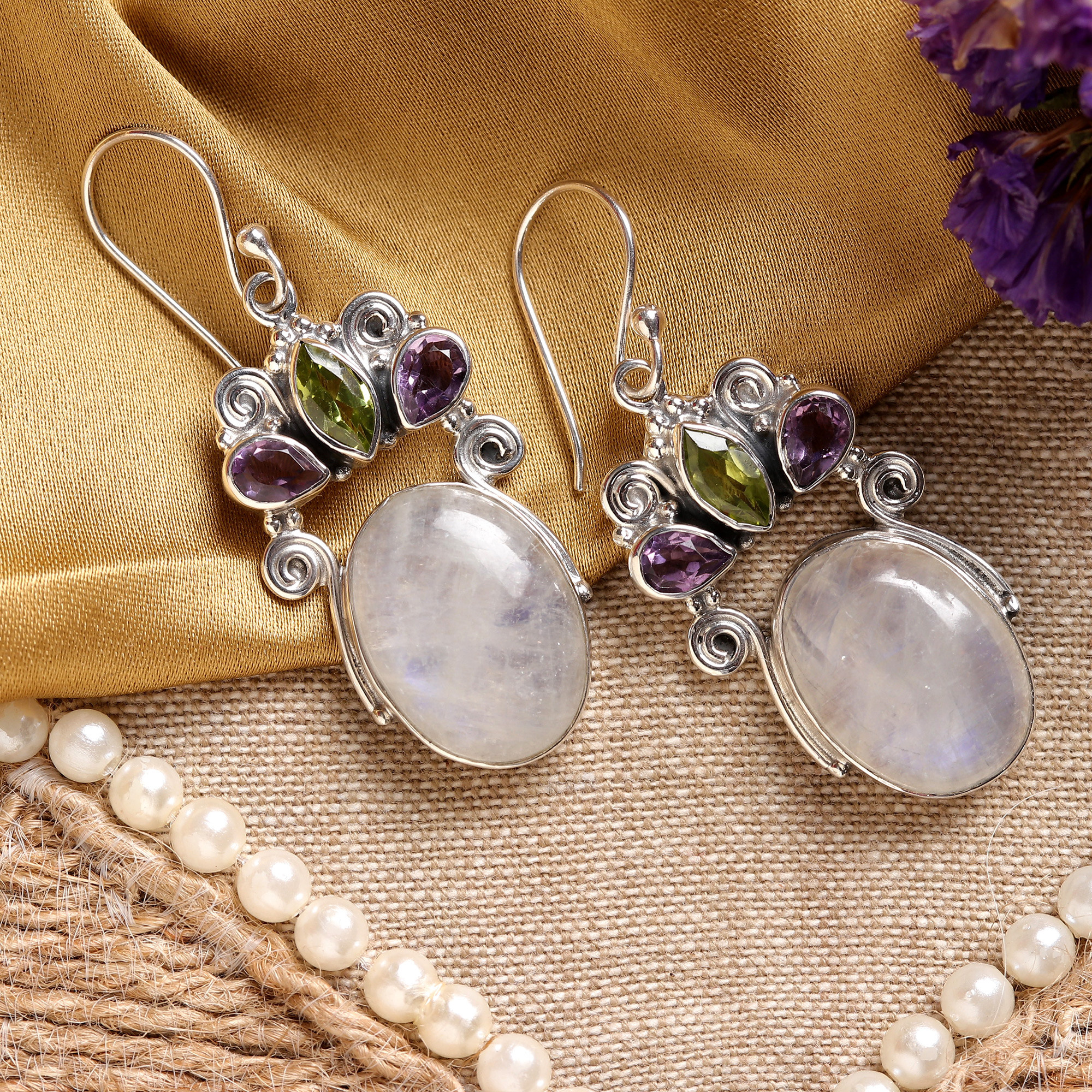 Unique Rainbow Moonstone Earrings From India Moon Drops Unique Rainbow Moonstone Earrings From India Moon Drops