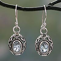 Blue topaz dangle earrings, 'Surreal' - Blue Topaz Earrings Sterling Silver Jewellery from India