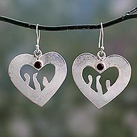 Garnet dangle earrings, 'Love's Fire' - Garnet dangle earrings