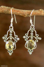 Citrine chandelier earrings, 'Radiance' - Sterling Silver and Citrine Chandelier Earrings