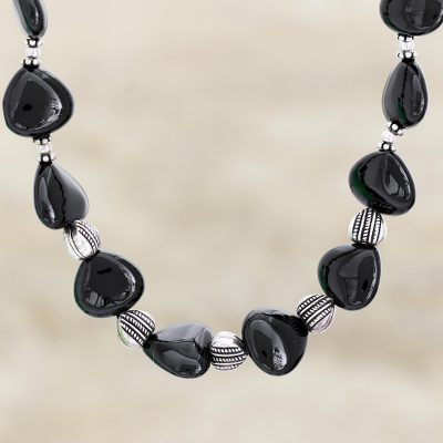 Onyx heart necklace, 'Night of Love' - Onyx heart necklace