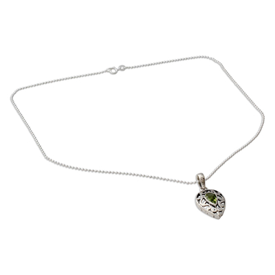 collar con colgante de peridoto - Collar de plata esterlina con peridoto Joyas con piedras natales
