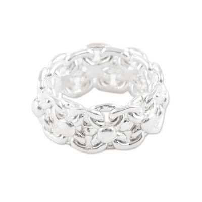 Men's sterling silver ring, 'Entwined' - Men's Modern Sterling Silver Band Ring