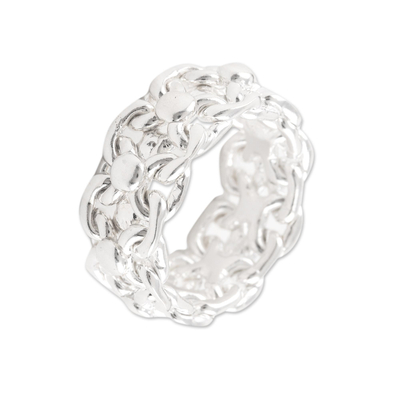 Men's sterling silver ring, 'Entwined' - Men's Modern Sterling Silver Band Ring