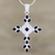 Kreuzhalskette aus Onyx und Quarz - Sterling Silber Onyx und Quarz Halskette Kreuzschmuck