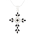 Onyx and quartz cross necklace, 'Honesty' - Sterling Silver Onyx and Quartz Necklace Cross Jewelry