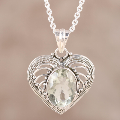 Prasiolite heart necklace, Love Rejoice