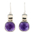 Amethyst dangle earrings, 'Delight' - Sterling Silver and Amethyst Earrings