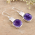 Amethyst dangle earrings, 'Delight' - Sterling Silver and Amethyst Earrings