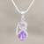 Amethyst floral necklace, 'Plum Blossom' - Hand Made Sterling Silver and Amethyst Necklace thumbail