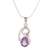 Amethyst floral necklace, 'Plum Blossom' - Hand Made Sterling Silver and Amethyst Necklace (image 2a) thumbail