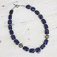 Lapis lazuli strand necklace, 'Blue Goddess' - Womens Unique Royal Blue Statement Necklace
