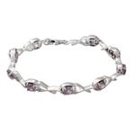 Amethyst link bracelet, 'Shimmer' - Amethyst link bracelet