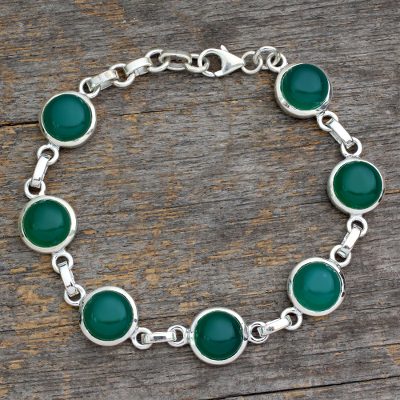 Sterling silver link bracelet, 'Forest Moon' - Sterling silver link bracelet