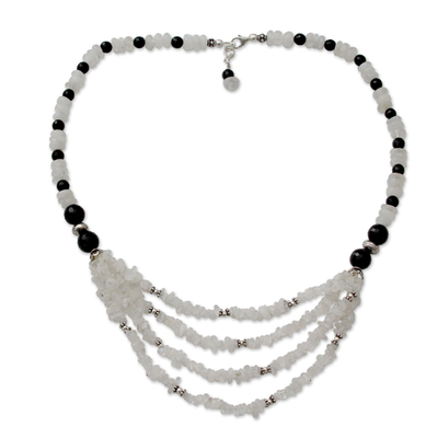 Onyx and moonstone collarette necklace, 'Attraction' - Onyx and moonstone collarette necklace