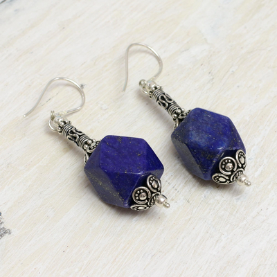 Lapis lazuli dangle earrings, 'Blue Goddess' - Lapis lazuli dangle earrings