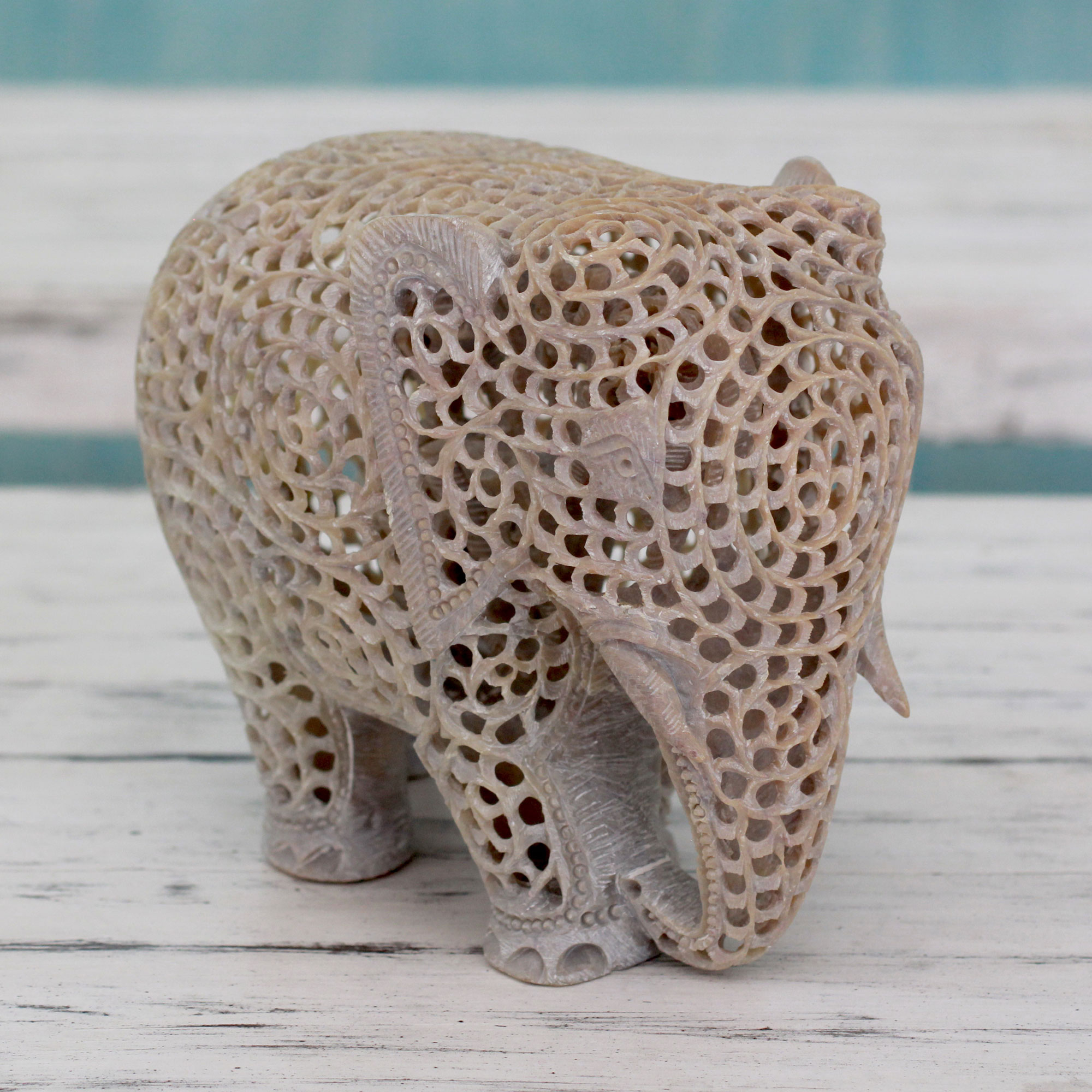 Kiva Store  Handmade Wood Sculpture - Essential Elephant