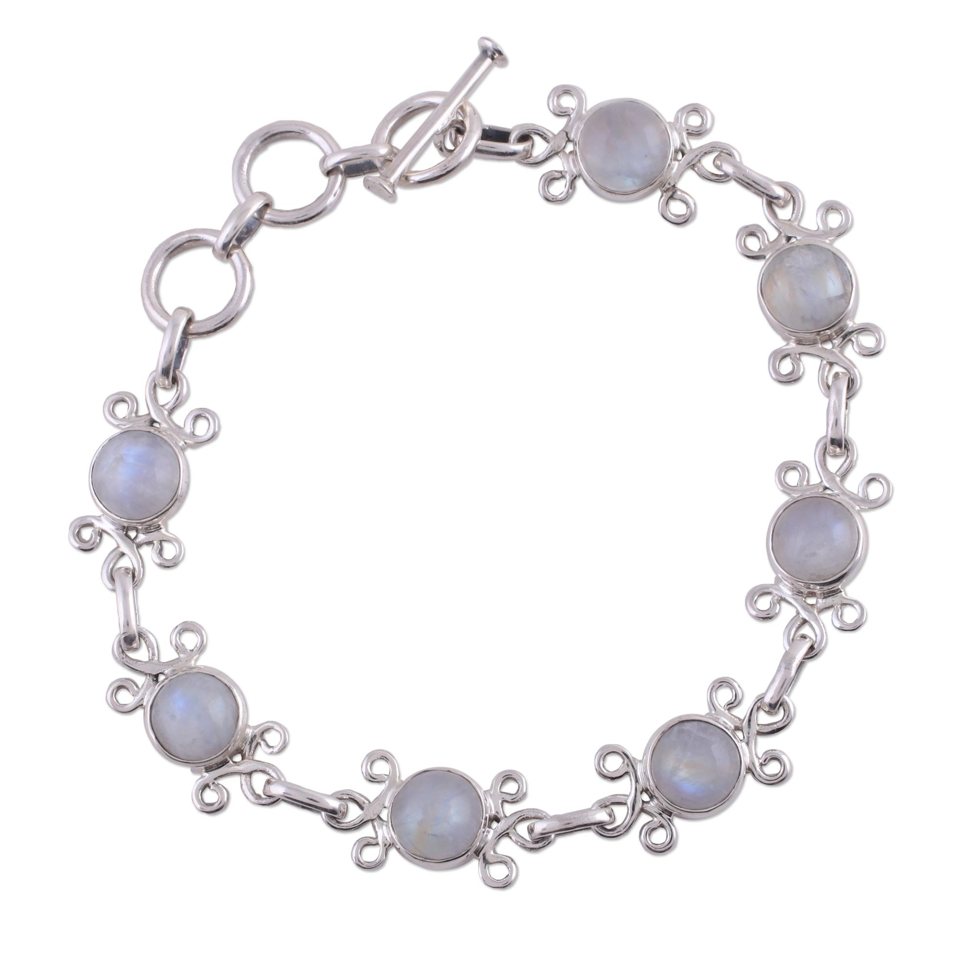 UNICEF Market | Indian Moonstone Bracelet with Floral Sterling Silver ...